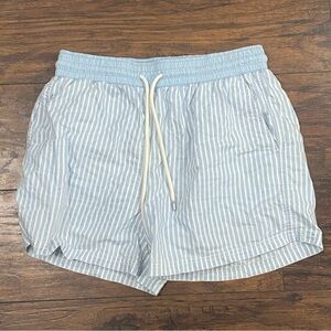 Atalaye Mid-Length Printed Recycled Swim Shorts trunks Blue White  EUC XL